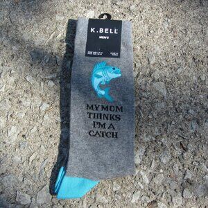 k. bell mens socks my mom thinks I'm a catch size 10-13 NWT (w3784)